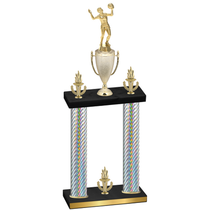 Double Silver Carbon Fiber Victory Volleyball Trophy