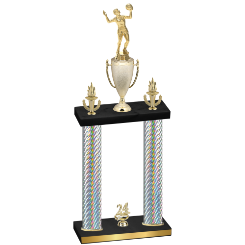 Double Silver Carbon Fiber Year Volleyball Trophy