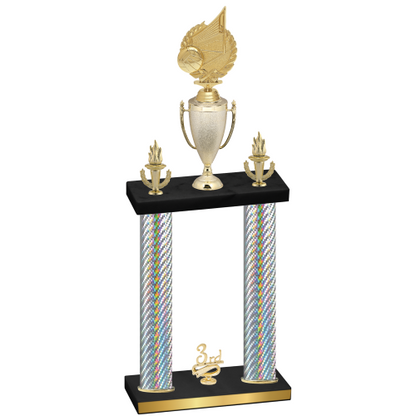 Double Silver Carbon Fiber Third Place Volleyball Trophy
