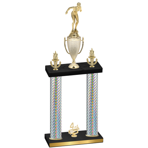 Double Silver Carbon Fiber Fourth Place Tennis Trophy