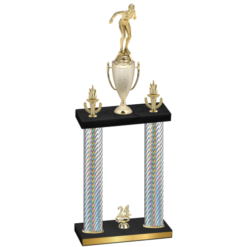 Double Silver Carbon Fiber Year Tennis Trophy