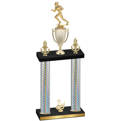 Double Silver Carbon Fiber Second Place Football Trophy