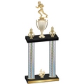 Double Silver Carbon Fiber Fourth Place Football Trophy