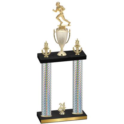 Double Silver Carbon Fiber Year Football Trophy