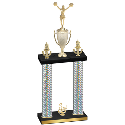 Double Silver Carbon Fiber Third Place Cheerleading Trophy