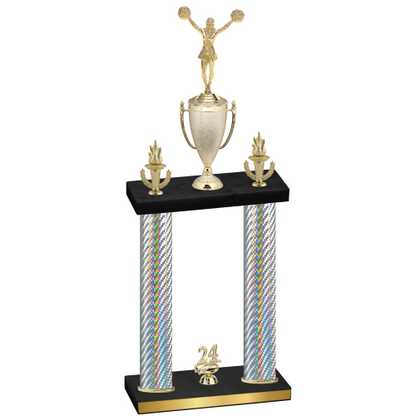 Double Silver Carbon Fiber Year Cheerleading Trophy