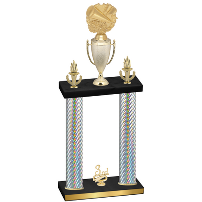 Double Silver Carbon Fiber Third Place Cheerleading Trophy