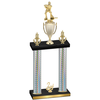 Double Silver Carbon Fiber Second Place Hockey Trophy