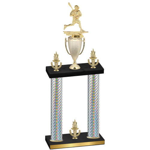 Double Silver Carbon Fiber Victory Lacrosse Trophy