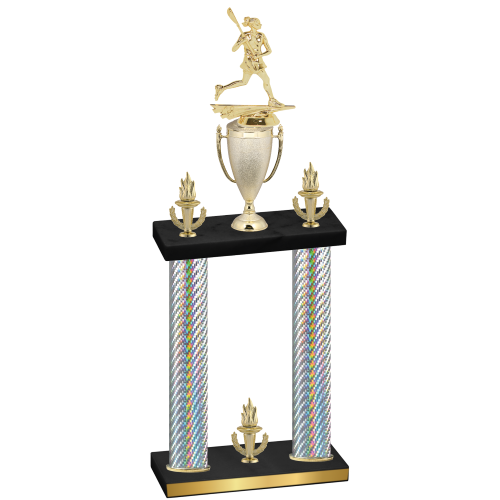 Double Silver Carbon Fiber Victory Lacrosse Trophy