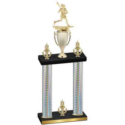 Double Silver Carbon Fiber Victory Lacrosse Trophy