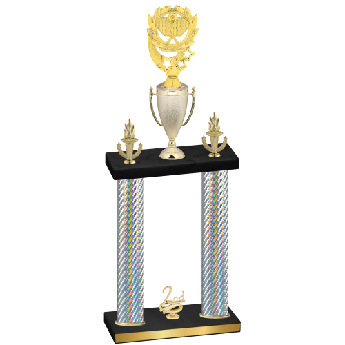 Double Silver Carbon Fiber Second Place Pickleball Trophy