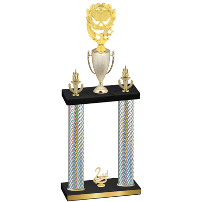 Double Silver Carbon Fiber Second Place Pickleball Trophy