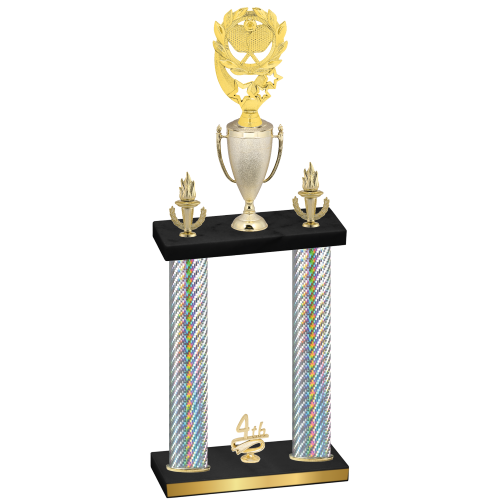 Double Silver Carbon Fiber Fourth Place Pickleball Trophy