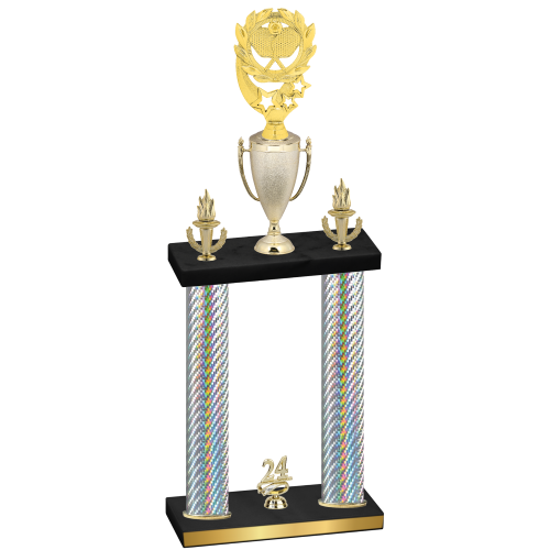 Double Silver Carbon Fiber Year Pickleball Trophy