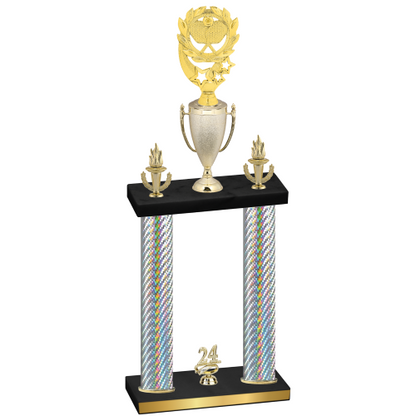 Double Silver Carbon Fiber Year Pickleball Trophy