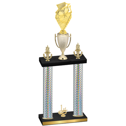 Double Silver Carbon Fiber First Place Pickleball Trophy