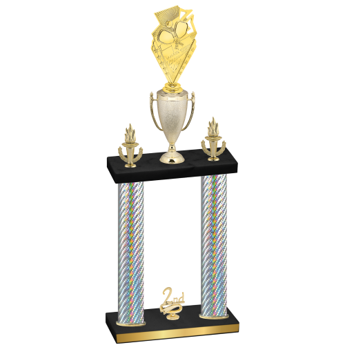 Double Silver Carbon Fiber Second Place Pickleball Trophy