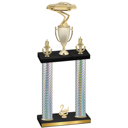 Double Silver Carbon Fiber Second Place Cars Trophy