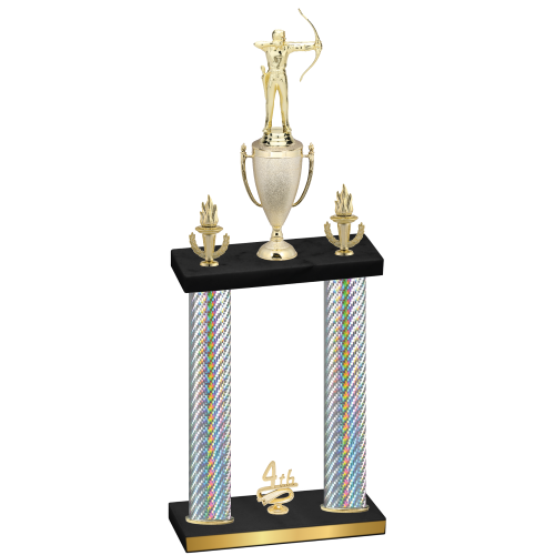 Double Silver Carbon Fiber Fourth Place Archery Trophy