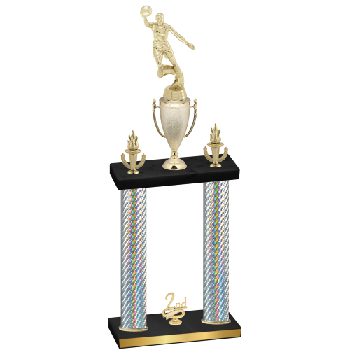 Double Silver Carbon Fiber Second Place Basketball Trophy