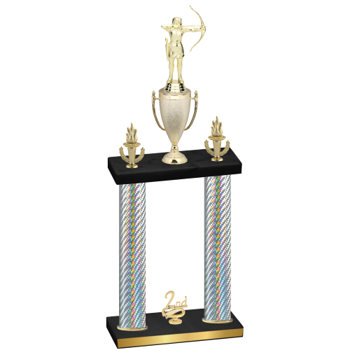 Double Silver Carbon Fiber Second Place Archery Trophy