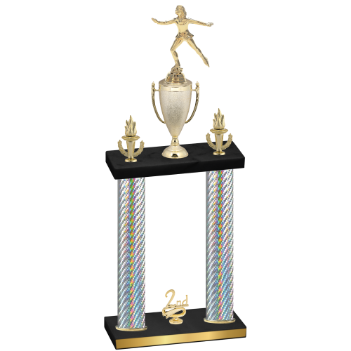 Double Silver Carbon Fiber Second Place Skater Trophy