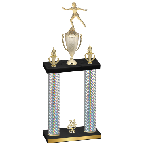 Double Silver Carbon Fiber Year Skater Trophy