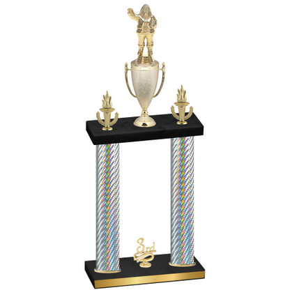 Double Silver Carbon Fiber Third Place Holiday Trophy