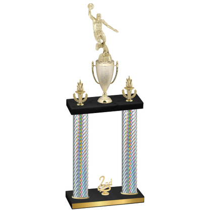 Double Silver Carbon Fiber Second Place Basketball Trophy