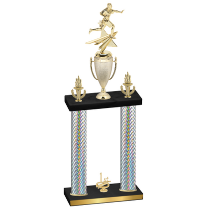 Double Silver Carbon Fiber First Place Flag Football Trophy