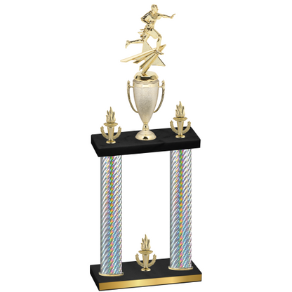 Double Silver Carbon Fiber Victory Flag Football Trophy