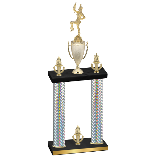 Double Silver Carbon Fiber Victory Majorette Trophy