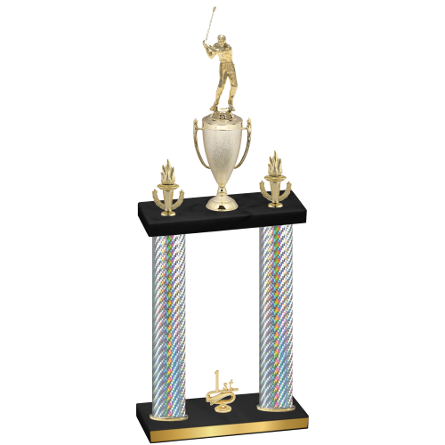 Double Silver Carbon Fiber First Place Golf Trophy