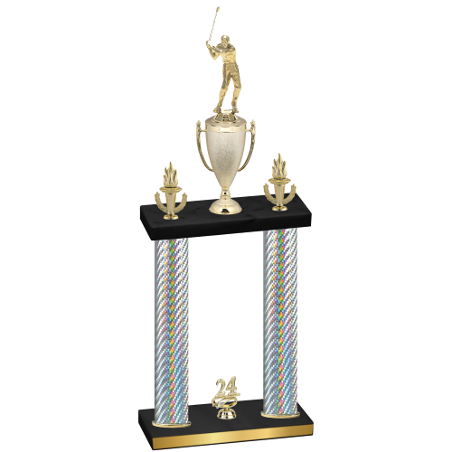 Double Silver Carbon Fiber Year Golf Trophy