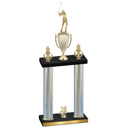 Double Silver Carbon Fiber Year Golf Trophy