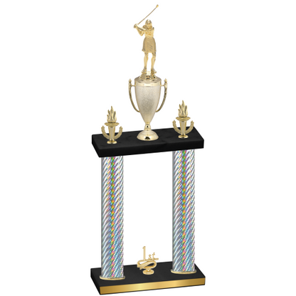 Double Silver Carbon Fiber First Place Golf Trophy
