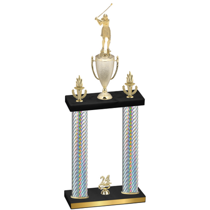 Double Silver Carbon Fiber Year Golf Trophy