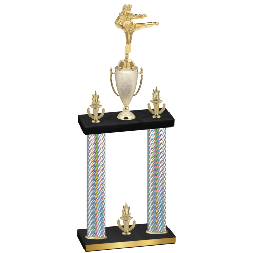 Double Silver Carbon Fiber Victory Karate Trophy