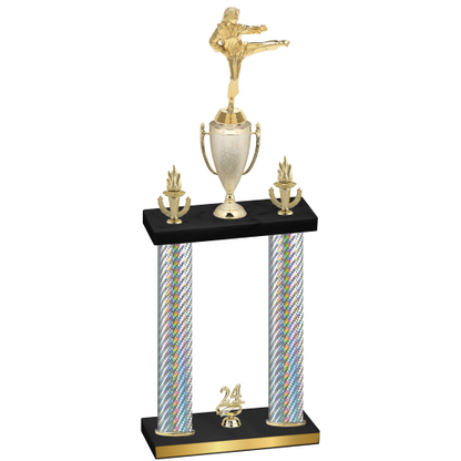 Double Silver Carbon Fiber Year Karate Trophy