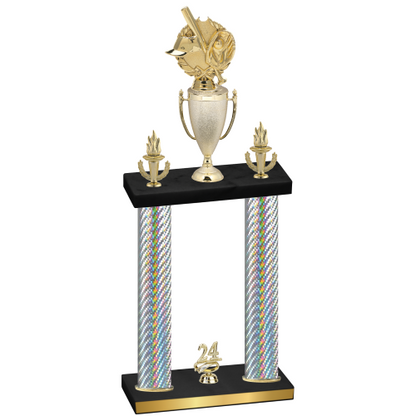 Double Silver Carbon Fiber Year Baseball Trophy
