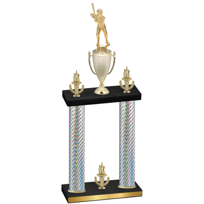 Double Silver Carbon Fiber Victory Baseball Trophy