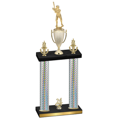 Double Silver Carbon Fiber Year Baseball Trophy