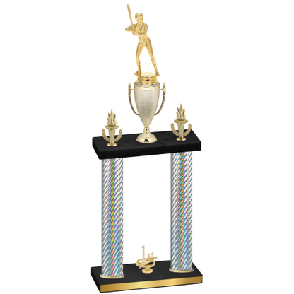 Double Silver Carbon Fiber First Place Softball Trophy