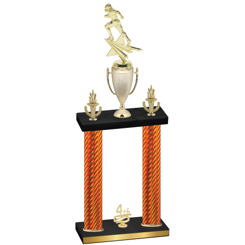 Double Orange Carbon Fiber Fourth Place Football Trophy