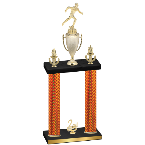 Double Orange Carbon Fiber Second Place Running Trophy