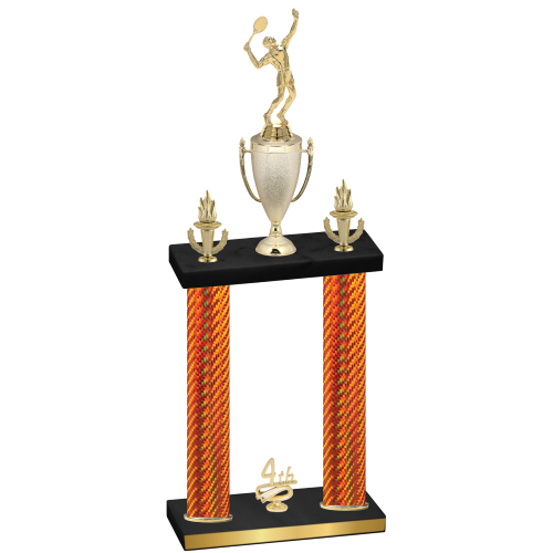 Double Orange Carbon Fiber Fourth Place Tennis Trophy