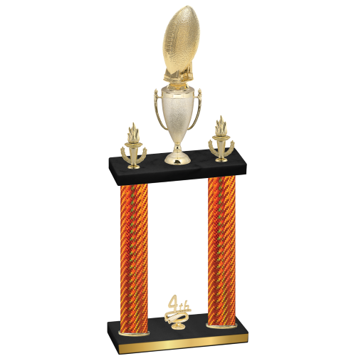 Double Orange Carbon Fiber Fourth Place Football Trophy