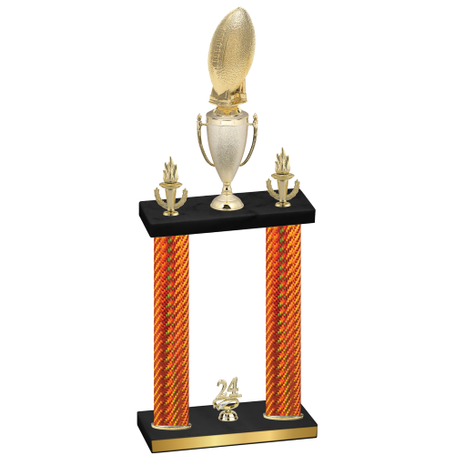 Double Orange Carbon Fiber Year Football Trophy