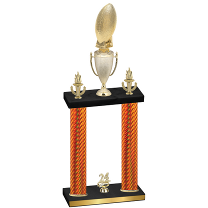 Double Orange Carbon Fiber Year Football Trophy
